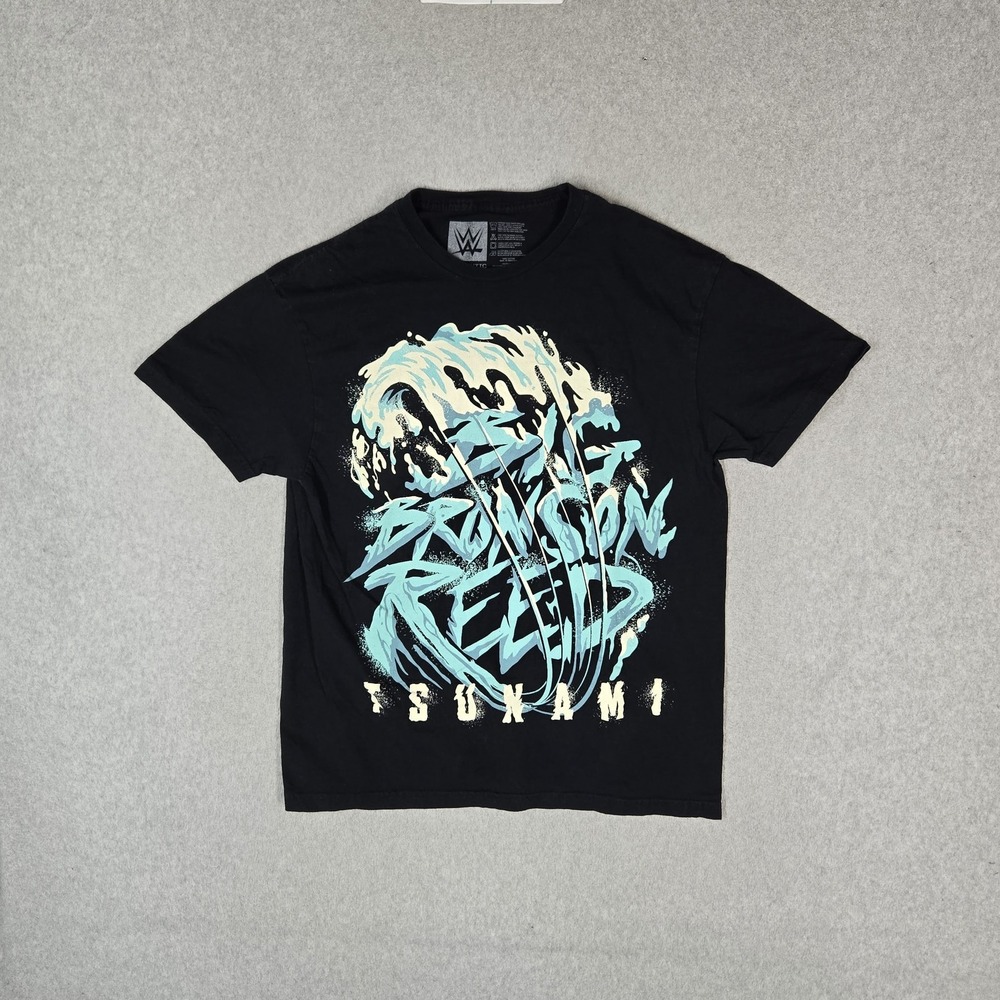 WWE Authentic Men Shirt L Black Bronson Reed Tsunami Short Sleeve
